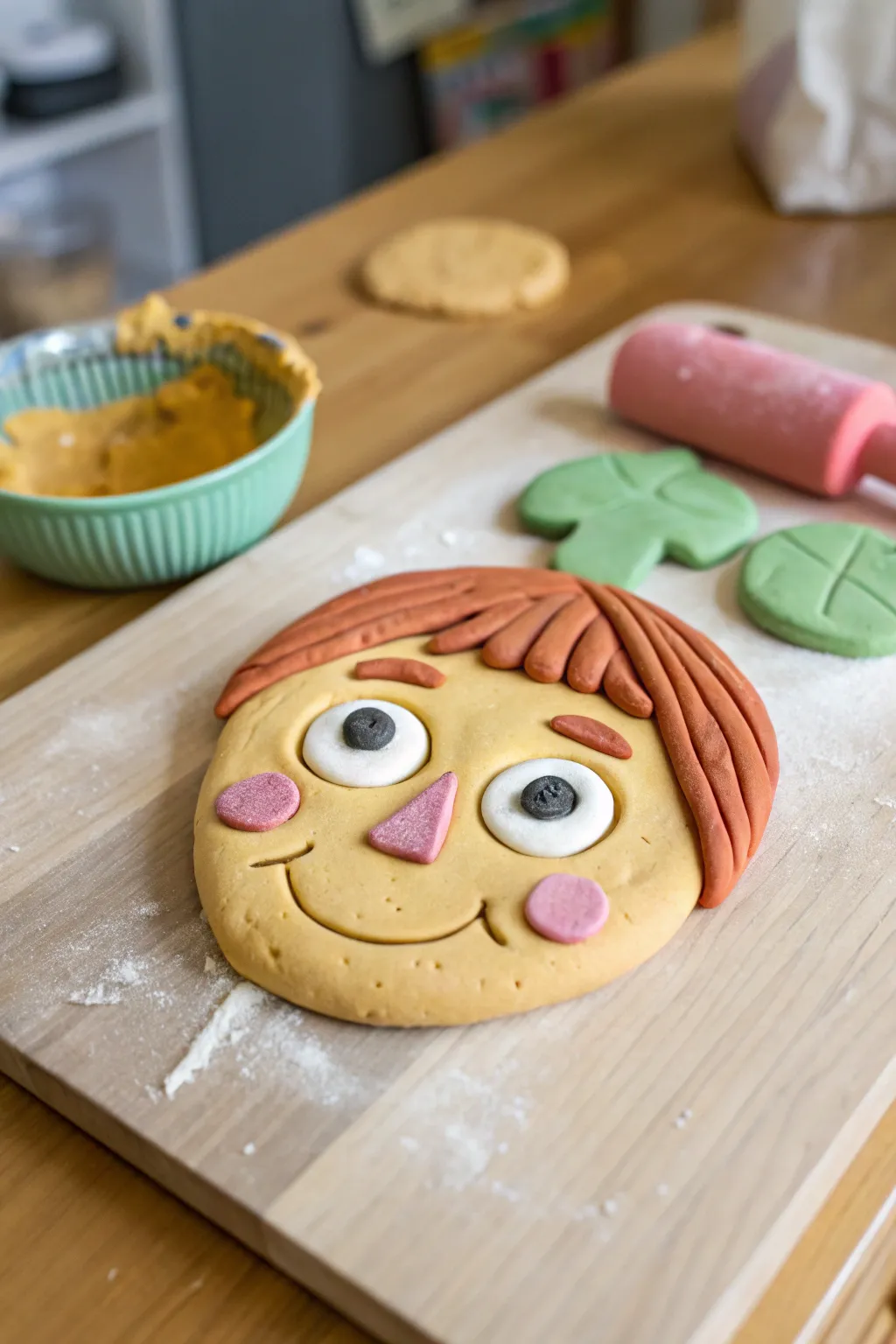 Crafting joy: Play dough portraits that capture the essence of creativity and simplicity.