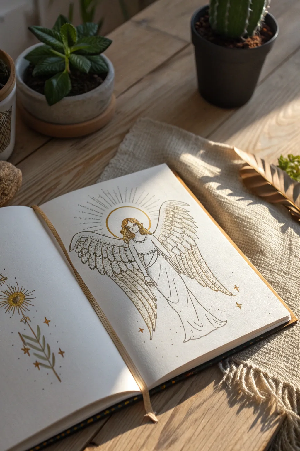 Embrace the celestial glow with this minimalist angel sketch, where simplicity meets divine elegance.