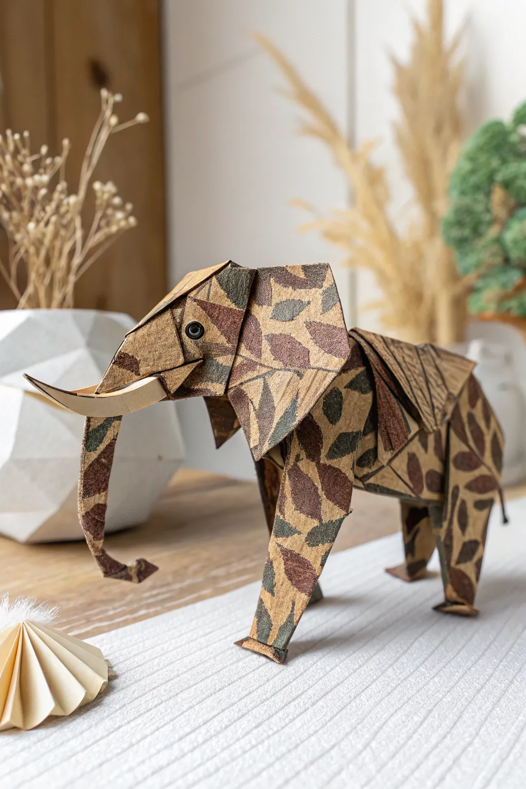 Wild beauty meets minimalist elegance with this stunning animal print origami elephant!