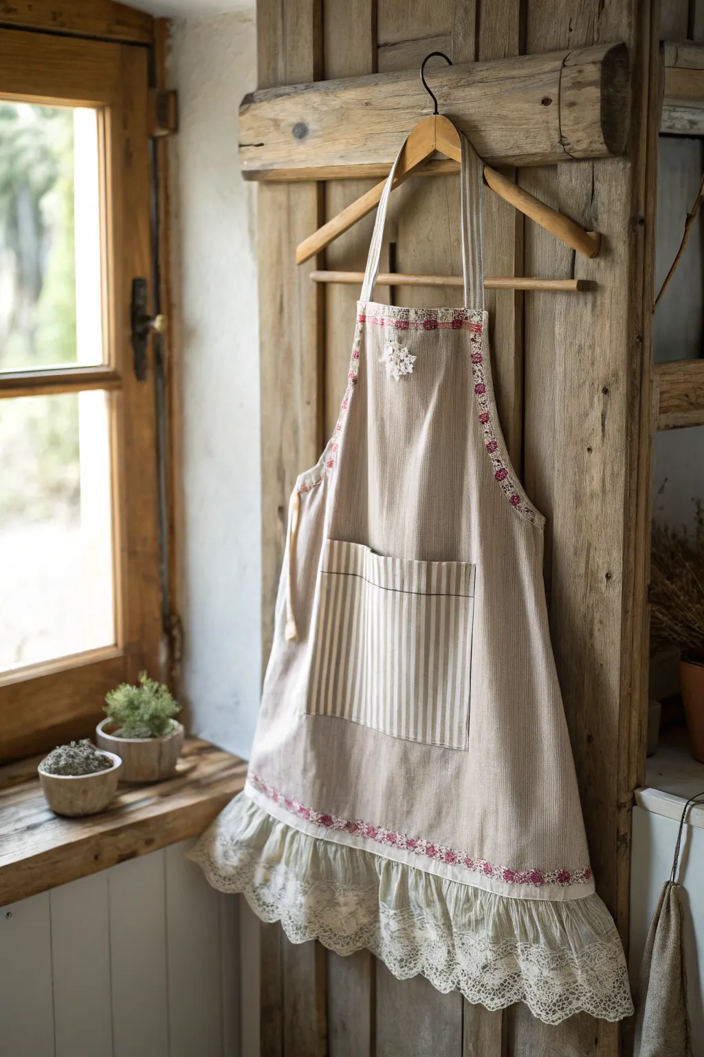 Embrace the warmth of rustic elegance with a farmhouse-style apron that brings cozy charm to your kitchen.