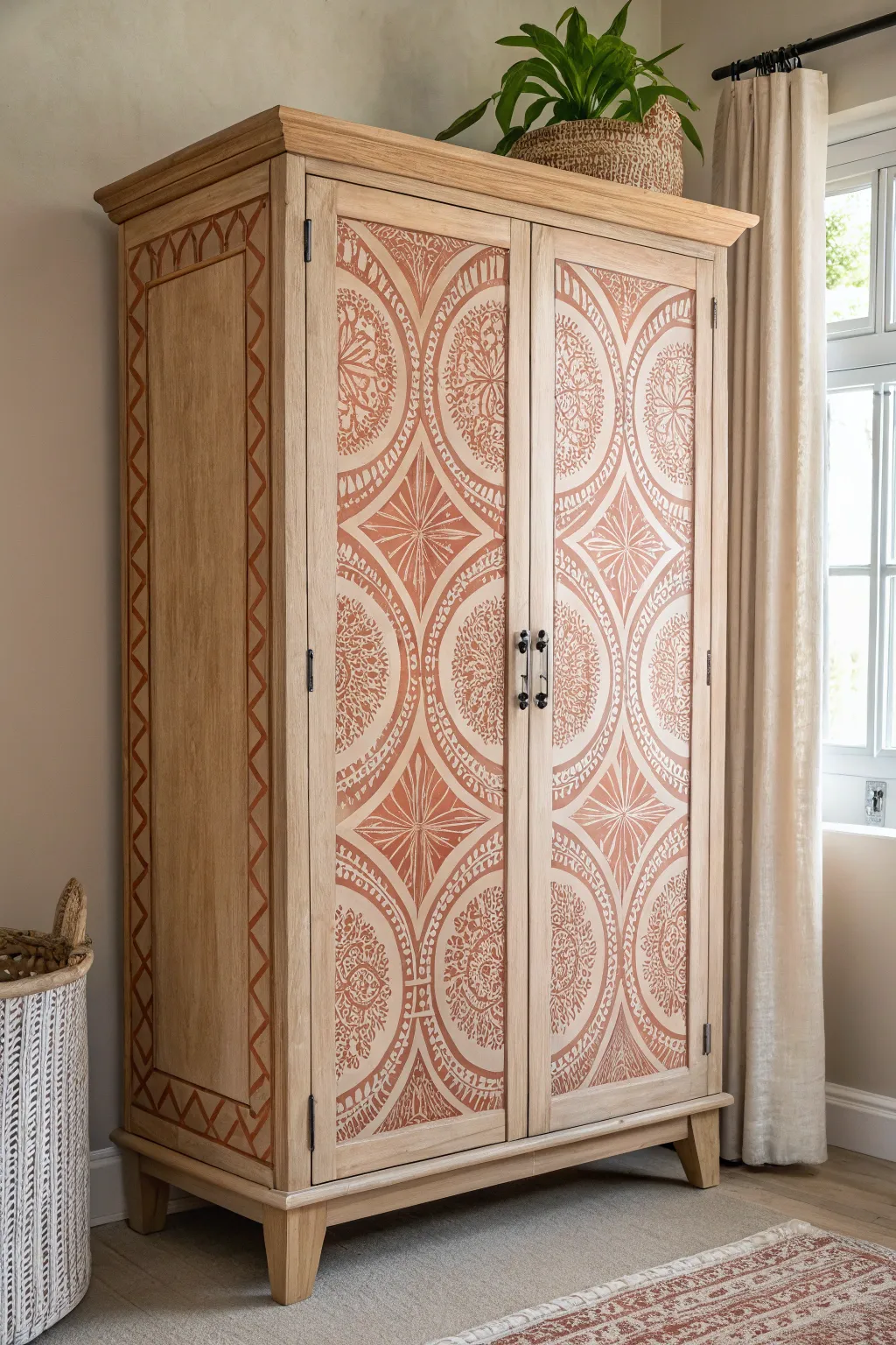Elevate your space with a stunning armoire makeover—where Scandinavian simplicity meets boho artistry.