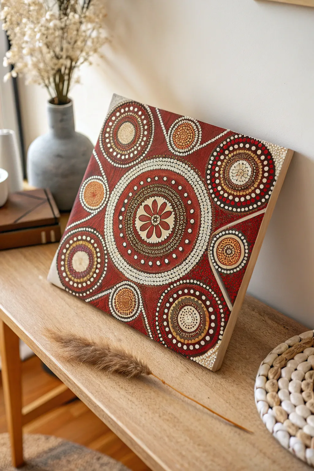 Discover the beauty of storytelling through dots. Dive into the world of Aboriginal art with minimalist charm.