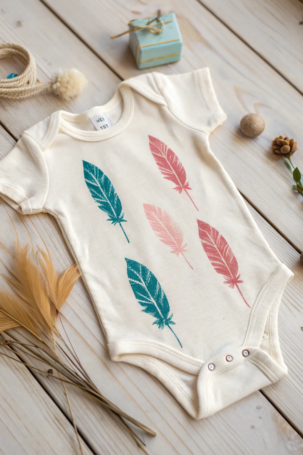 Add a touch of playful texture to your baby's onesie with bold puff paint accents. Perfect for a minimalist yet eye-catching design!