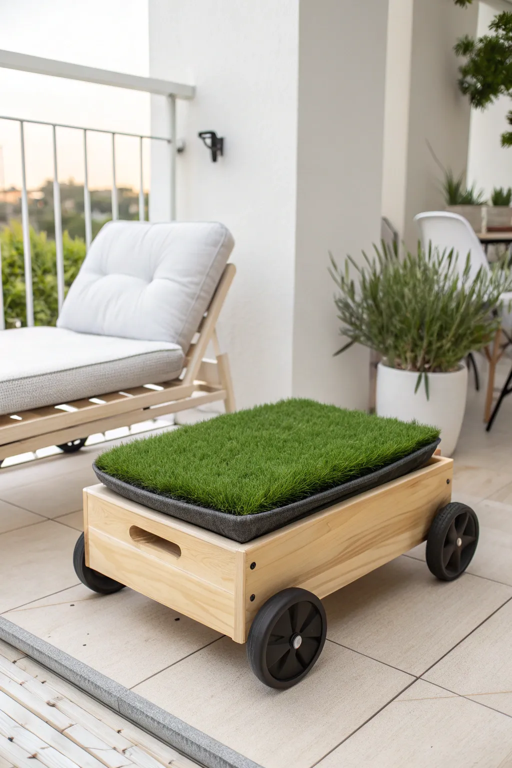 Effortless elegance meets functionality with this portable dog potty—perfect for your chic, minimalist balcony.