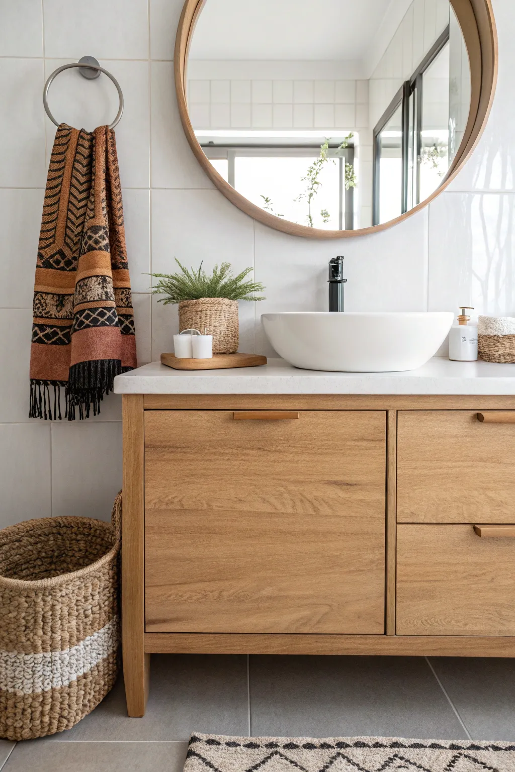 Witness the magic of transformation: A minimalist vanity with boho charm!
