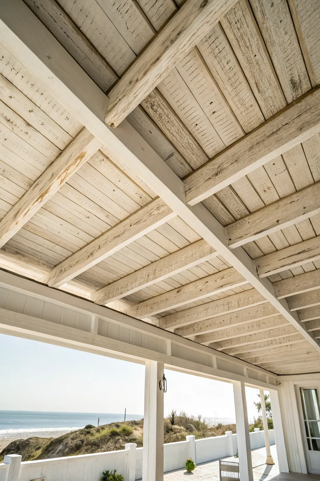 Whitewashed finishes convey a sun-kissed, coastal feel.