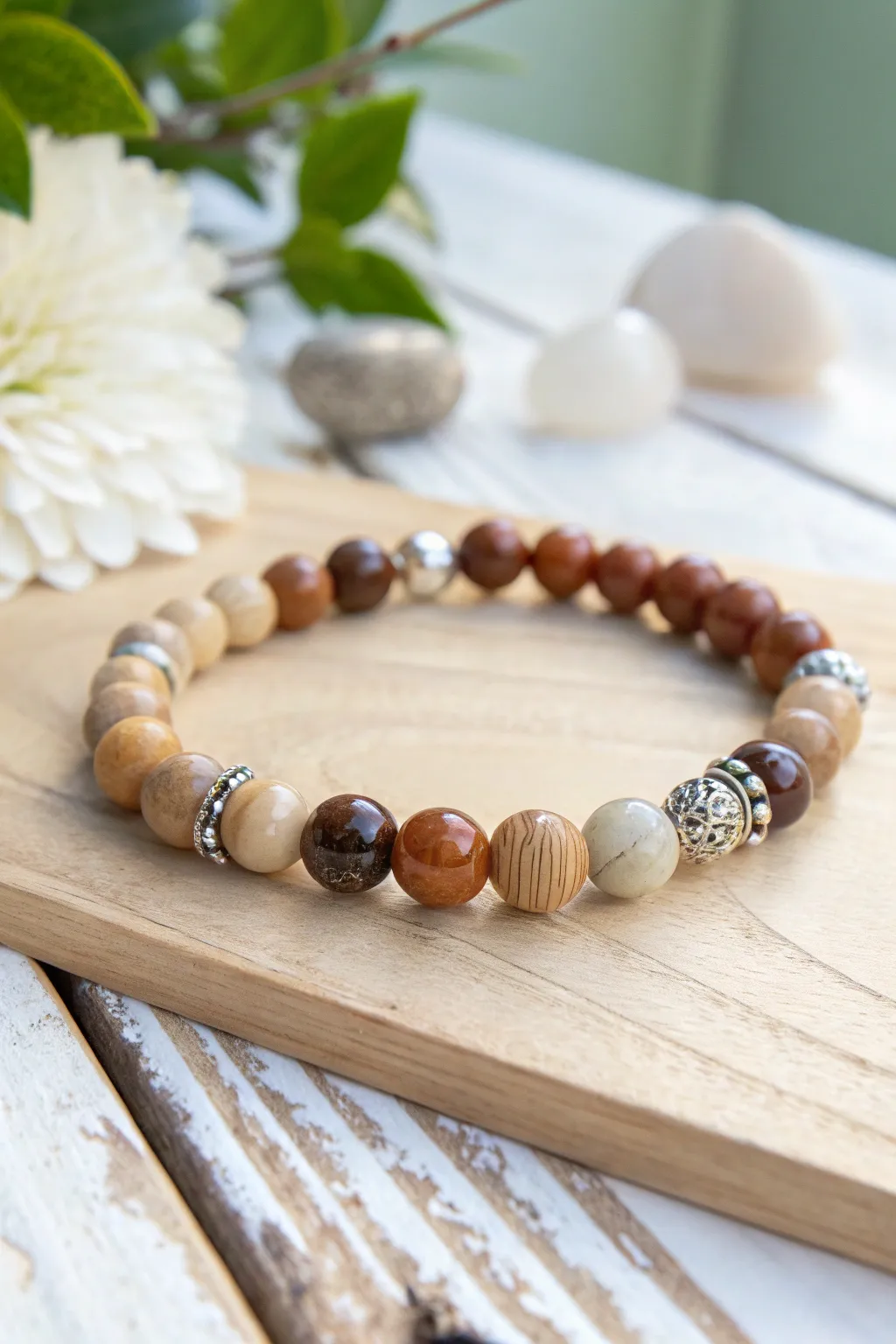 Discover the beauty in chaos with this eclectic beaded bracelet, a perfect blend of simplicity and craftsmanship.