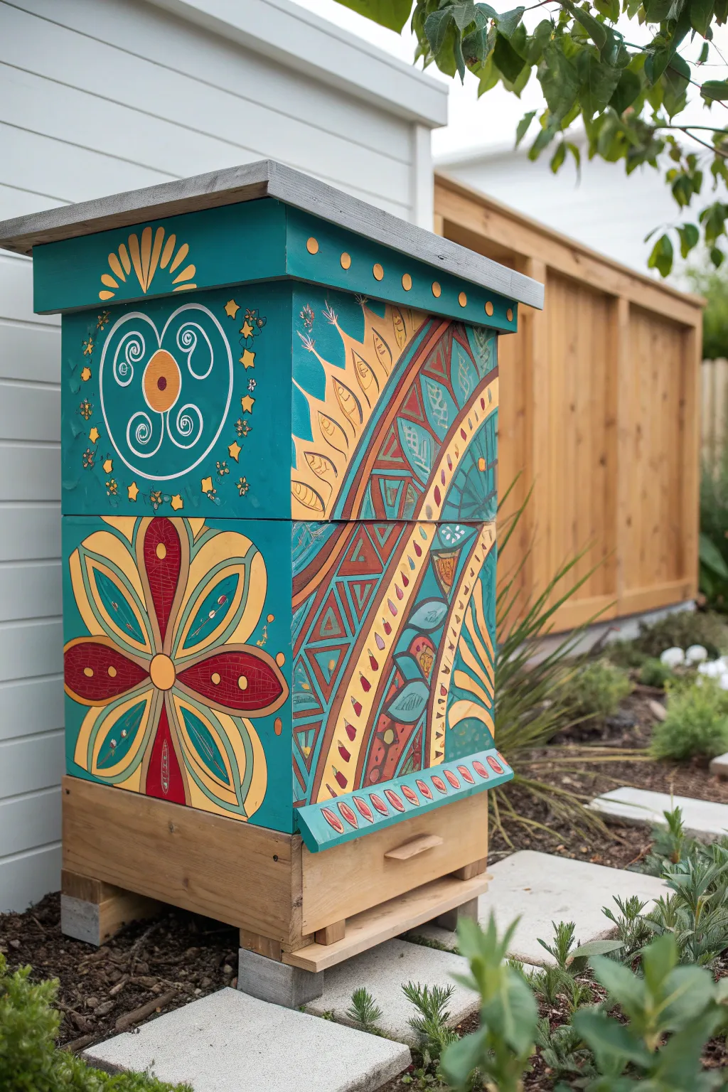Elevate your beehive with abstract art – where creativity meets nature's elegance.