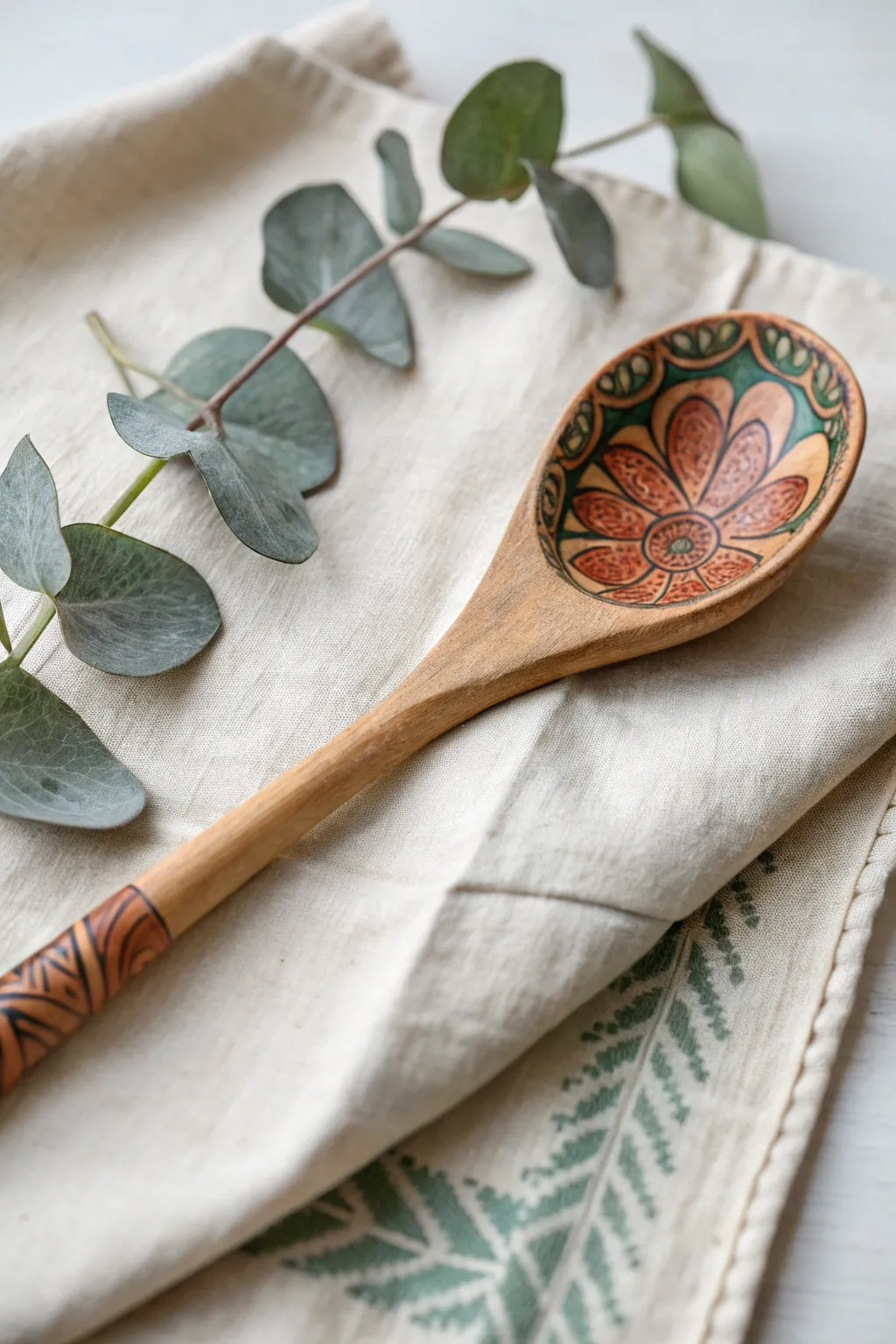 Elevate your kitchen with a hand-painted wooden spoon – a touch of artistry and warmth for your culinary adventures. #DIYGifts #ScandiBoho