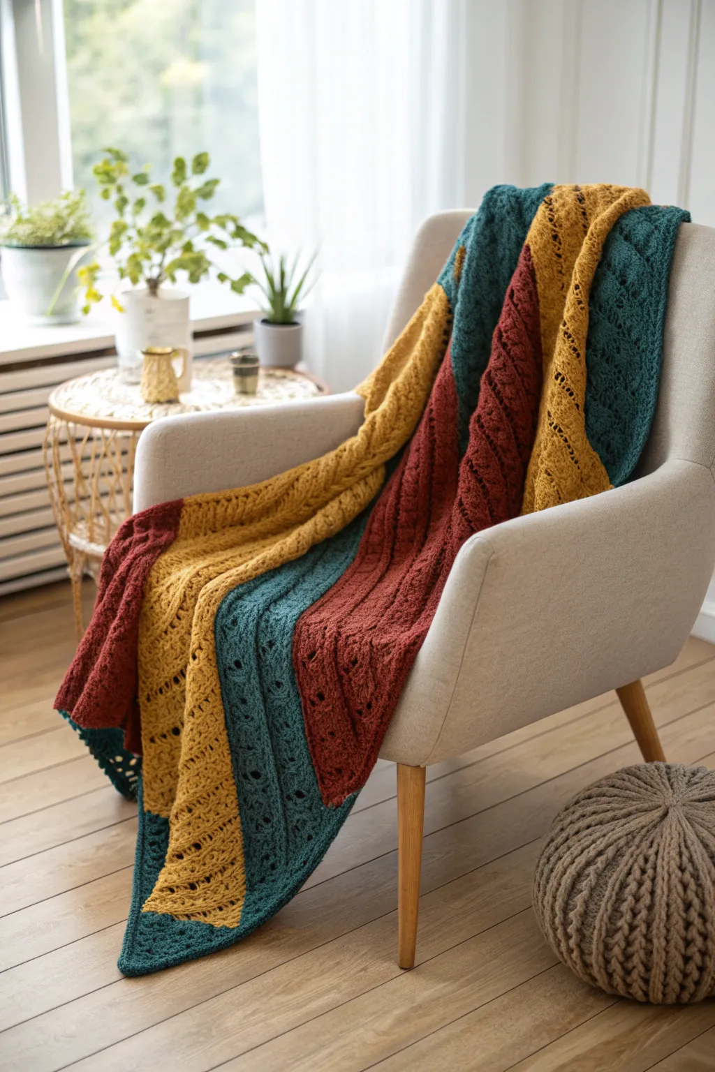 Wrap yourself in warmth and style with this luxurious crochet throw, perfect for adding a statement to any minimalist space.
