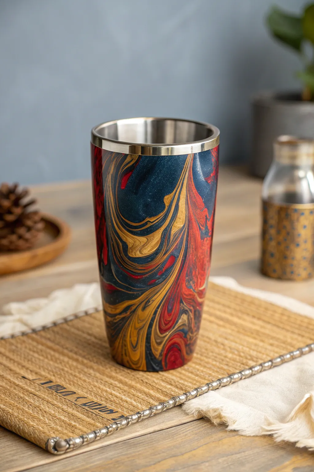 Carry a piece of art with you every day – this abstract tumbler is perfect for the creative soul.