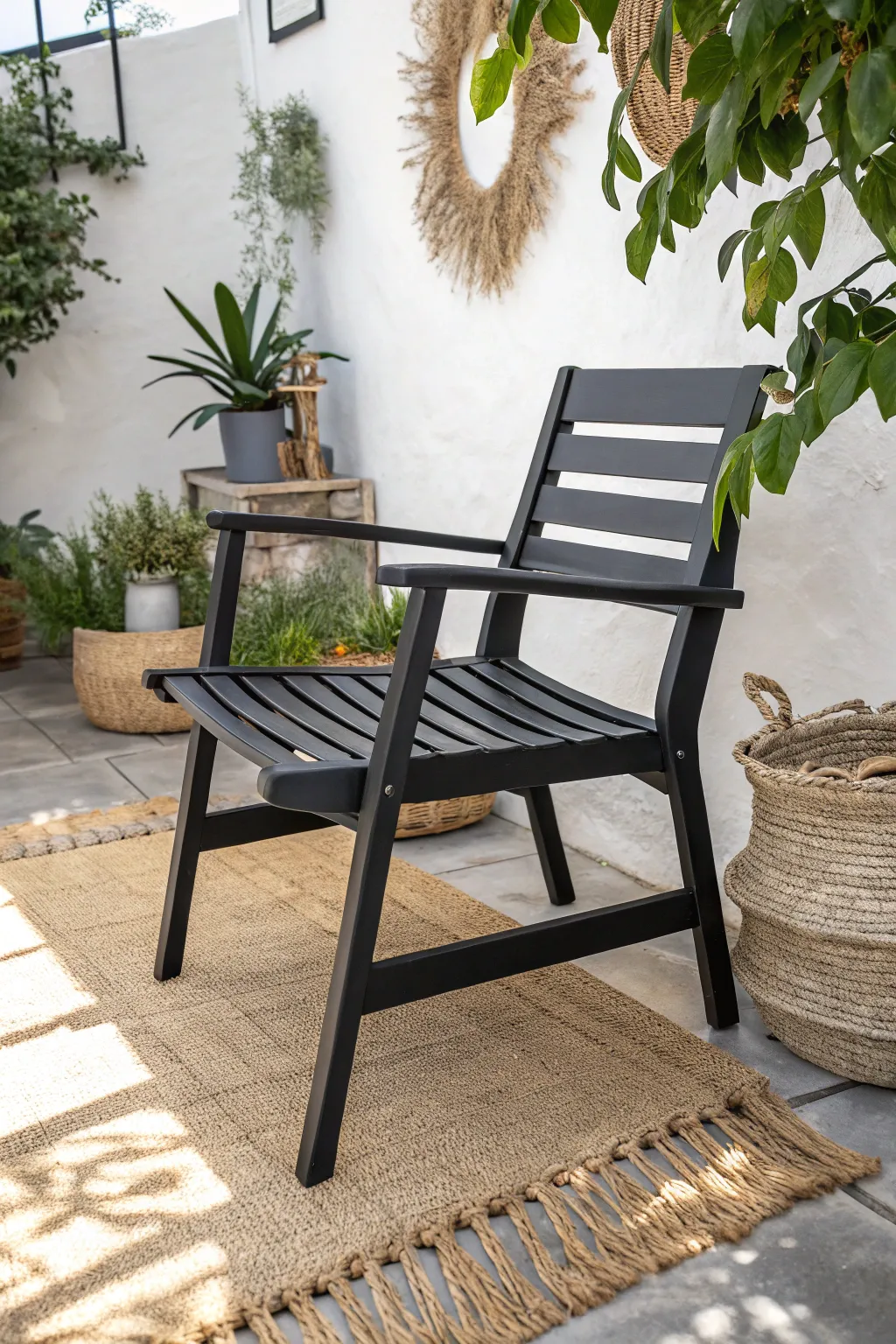 Transform your outdoor space with the elegance of black chalk paint—where minimalist meets boho chic.