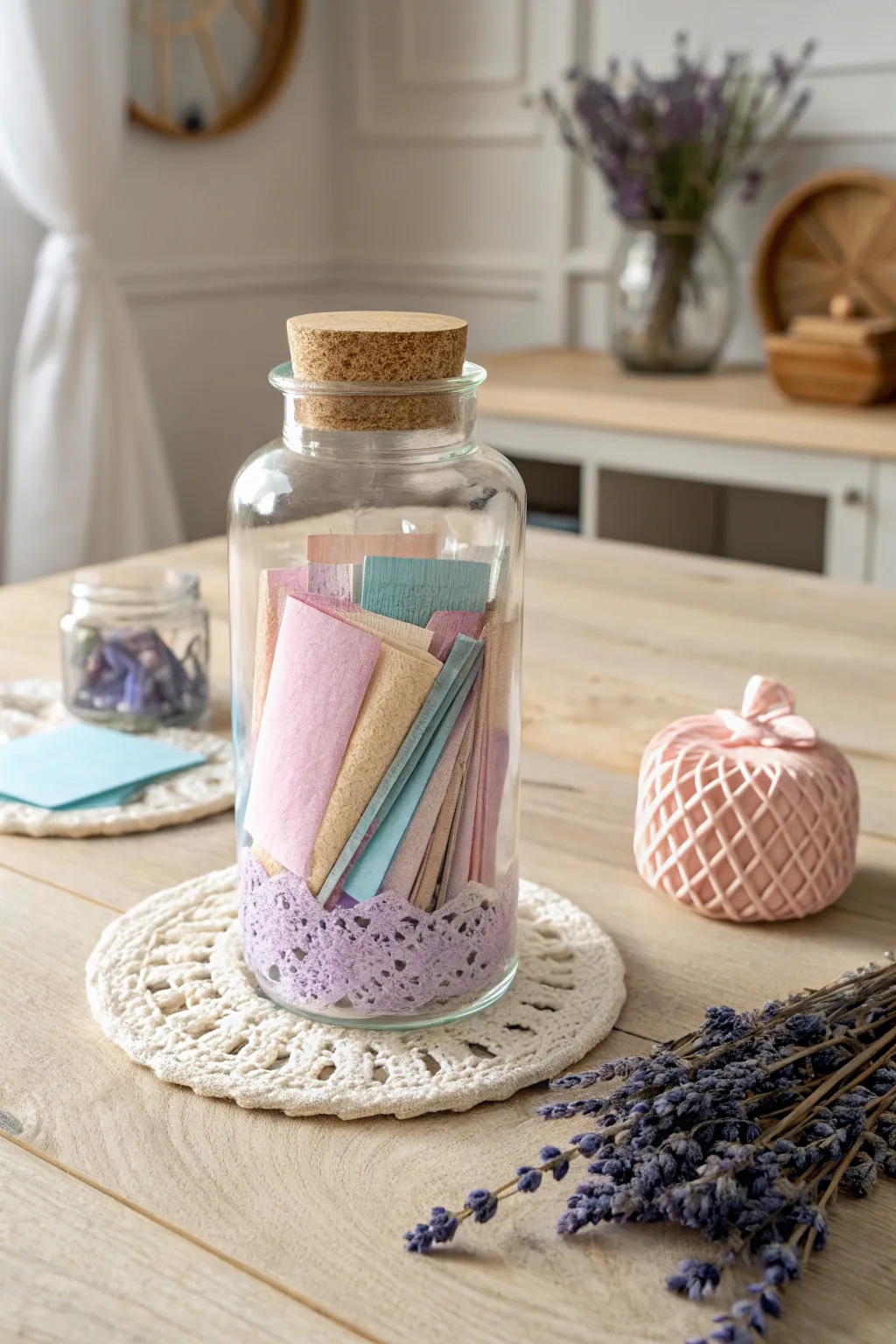 Capture serenity with a pastel blessing jar – a simple yet stunning touch to your home decor.