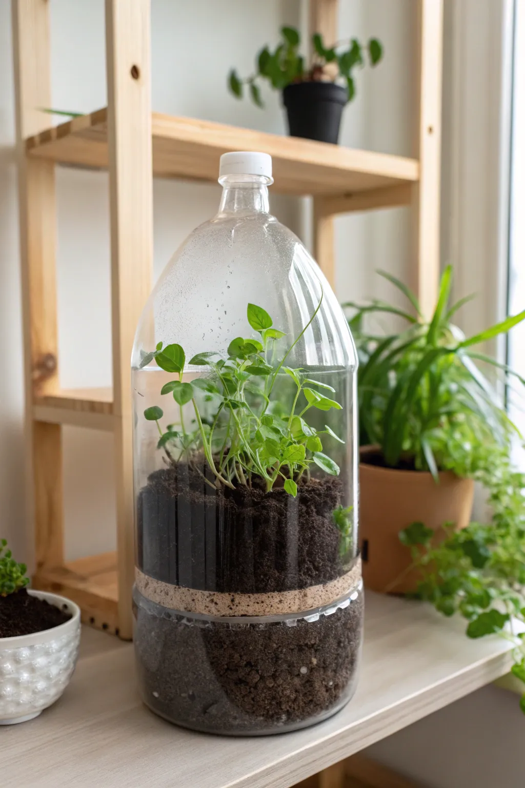 Transform your plastic bottles into chic mini greenhouses and watch your herbs thrive in style! 🌿✨