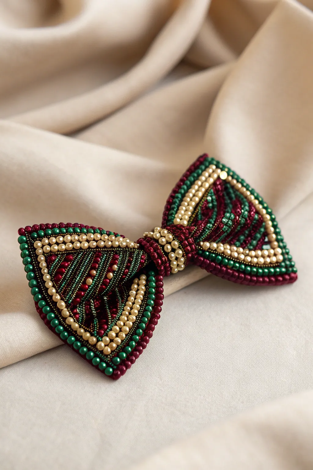 Elevate your hairstyle with a touch of elegance: Discover the charm of the beaded bow barrette.