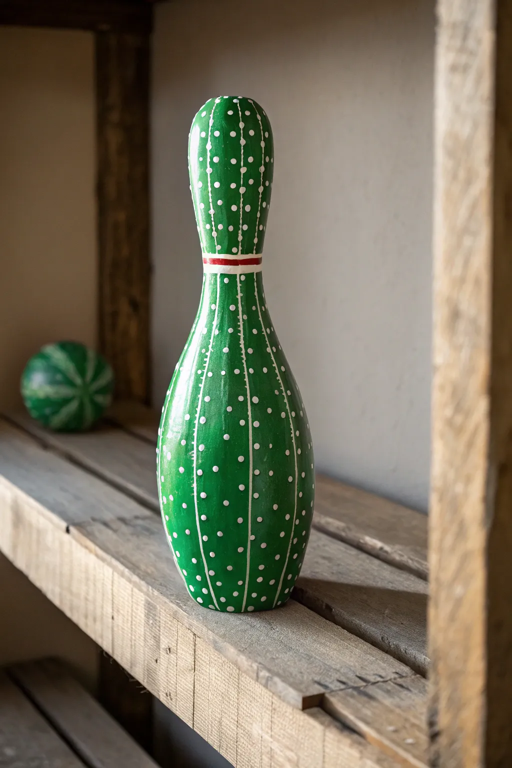 Add a touch of desert charm to your space with this handcrafted bowling pin cactus!