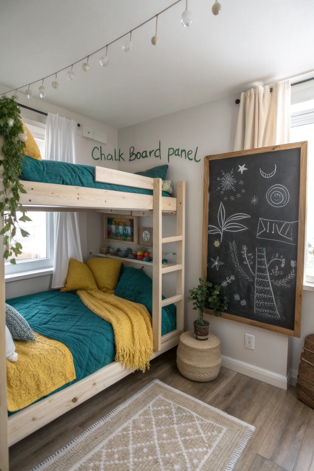 Unleash their creativity with a chic chalkboard wall surprise, perfect for doodles and dreams!