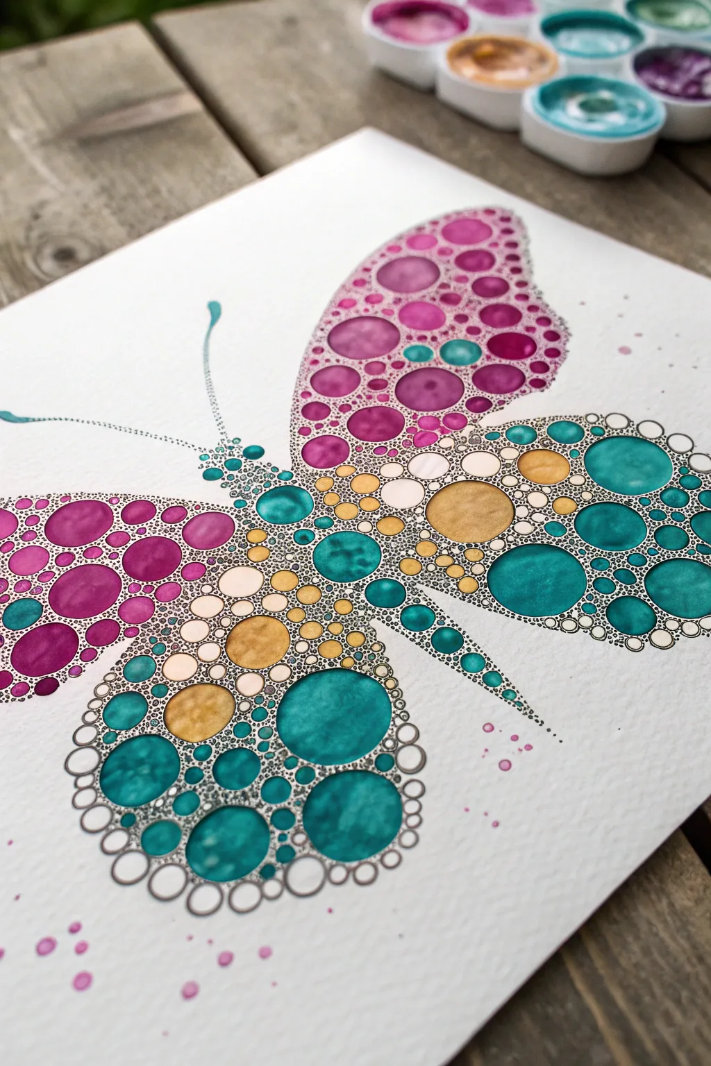 Bubbly Butterfly Art: Where playful creativity meets elegant simplicity.