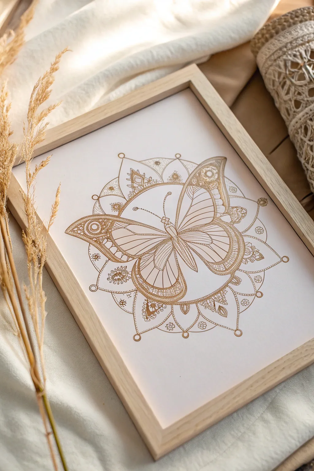 Embrace tranquility with this butterfly mandala, where simplicity meets intricate beauty.