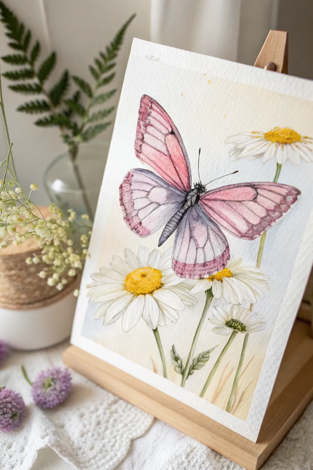 Bring nature indoors with a touch of elegance: a butterfly and flower harmony.