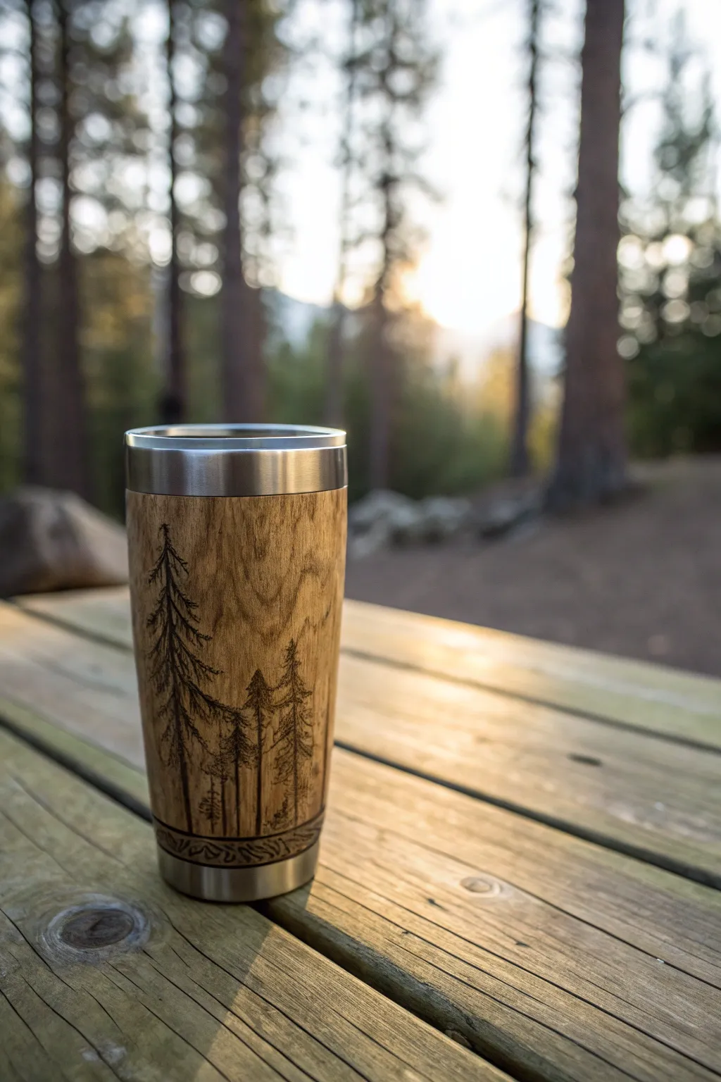 Elevate your outdoor experience with a tumbler that captures the essence of rustic craftsmanship.