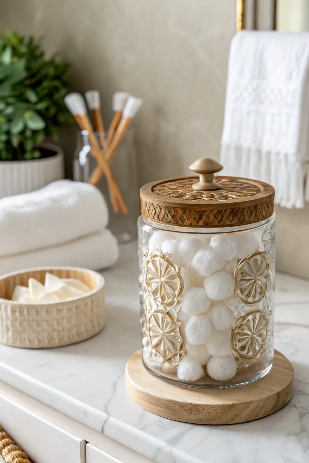 Elevate your bathroom with chic, minimalist jar organizers for a touch of elegance and order.