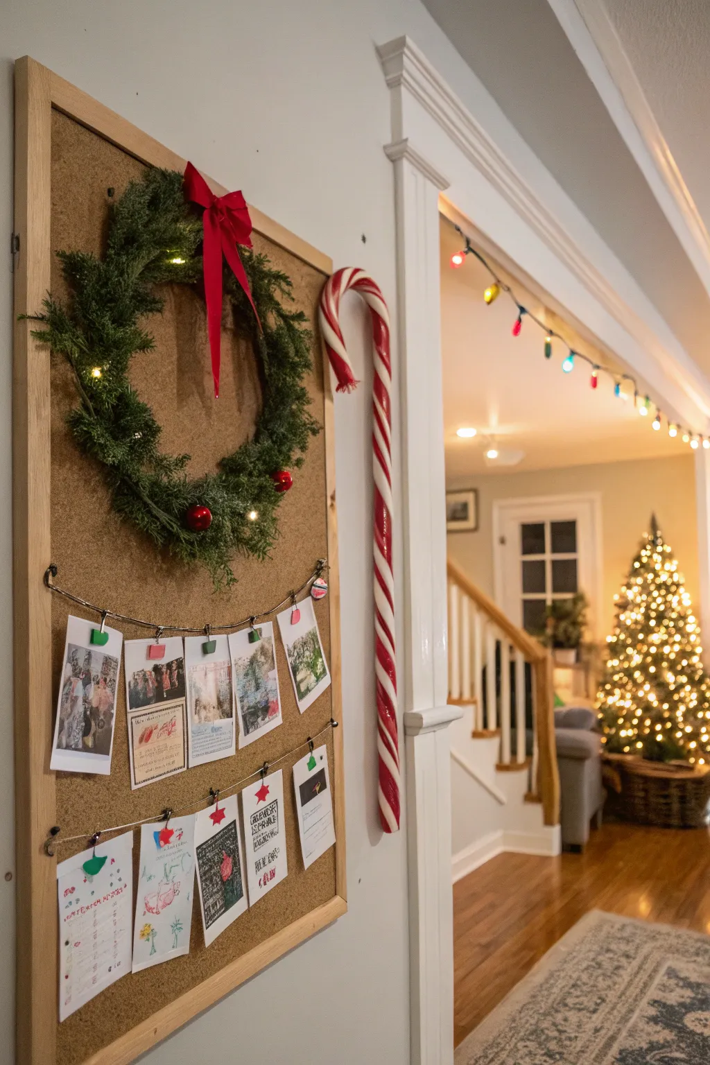 Create a stunning centerpiece with candy canes and wreaths.