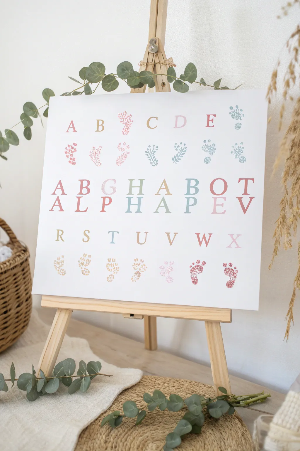 Transform your baby's tiny footprints into a charming alphabet masterpiece that blends learning with love.