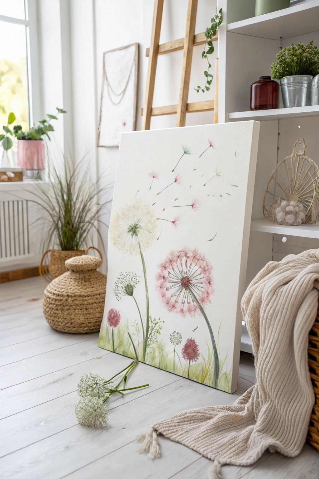 Catch your dreams in the breeze with this whimsical dandelion painting. 🌬️✨