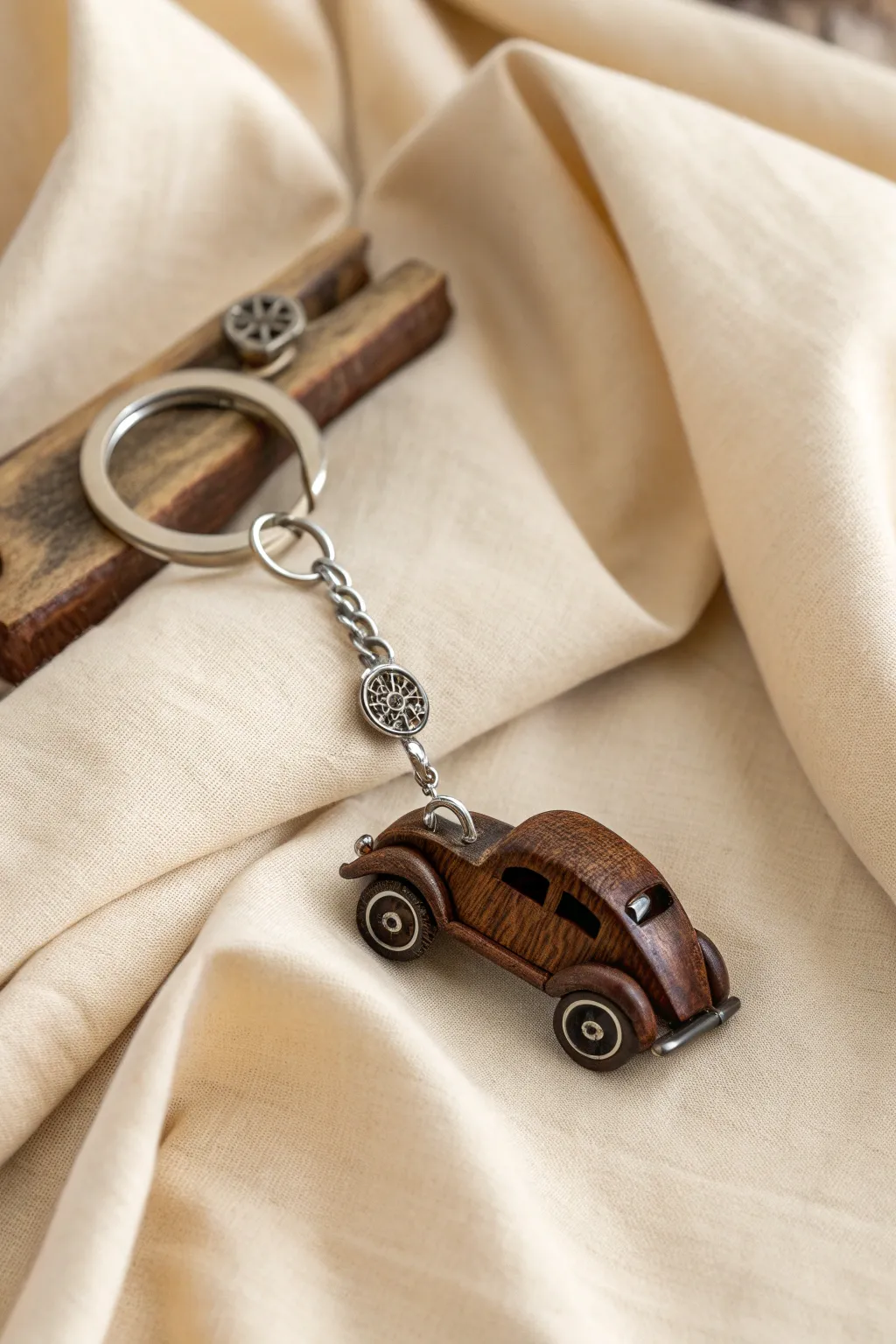 Elevate your key collection with this charming automotive miniature that marries simplicity with bold elegance.