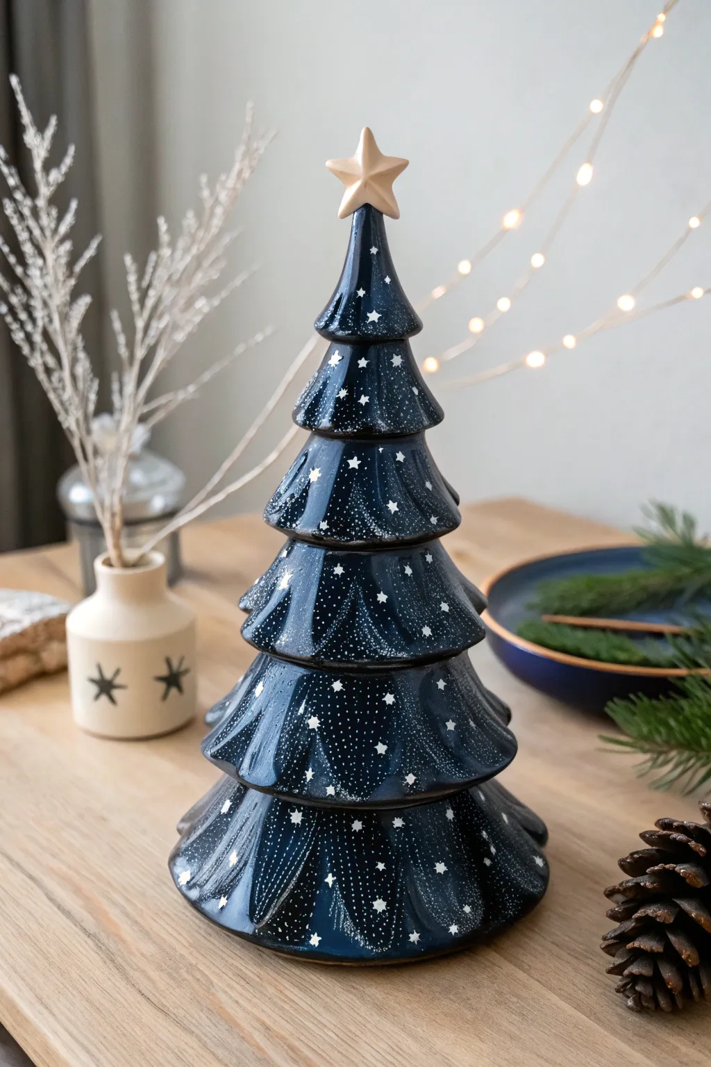 Embrace the Magic of Midnight: A celestial ceramic masterpiece for a unique holiday touch.
