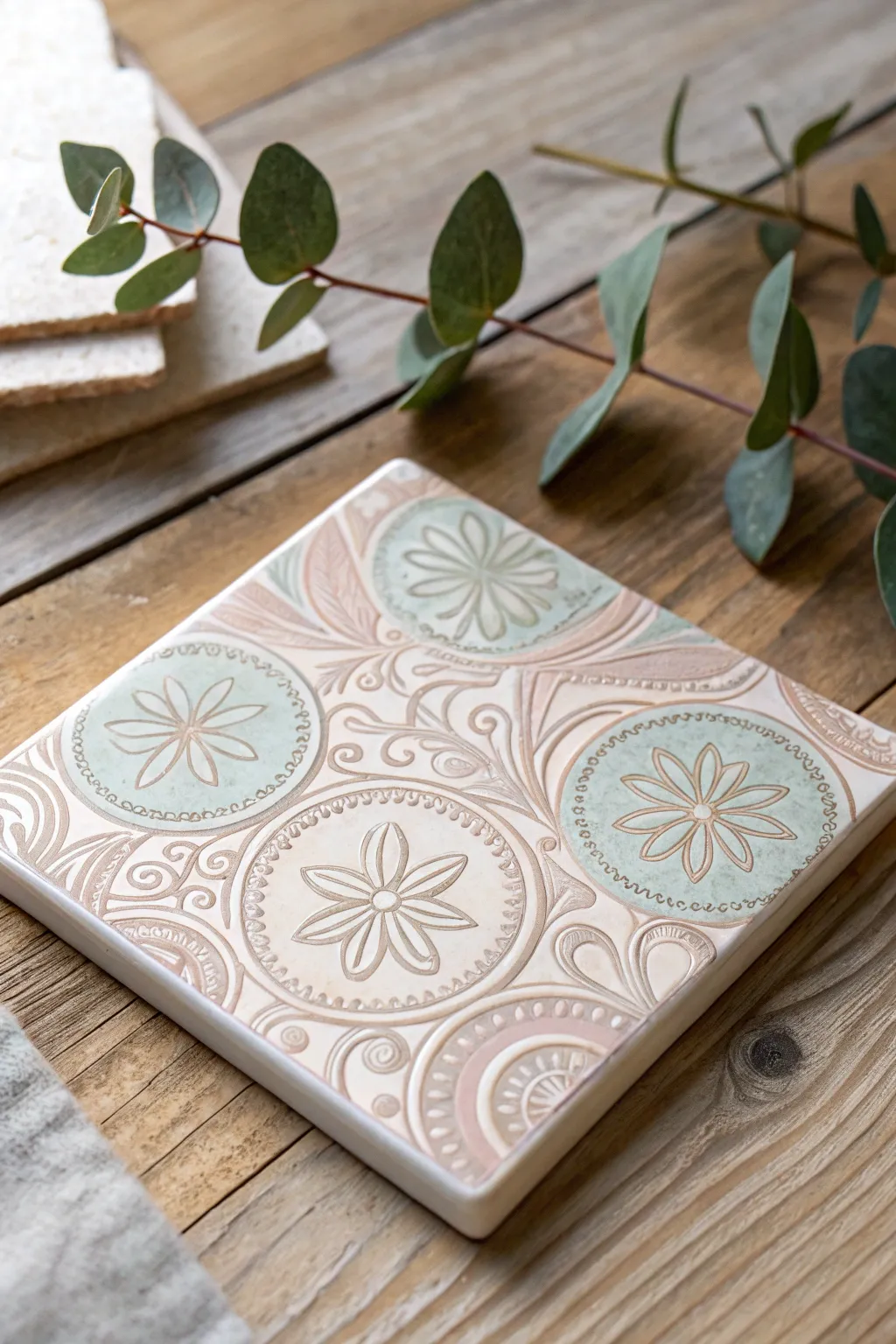 Elevate your coffee gatherings with artisanal tile coasters that blend simplicity and beauty.