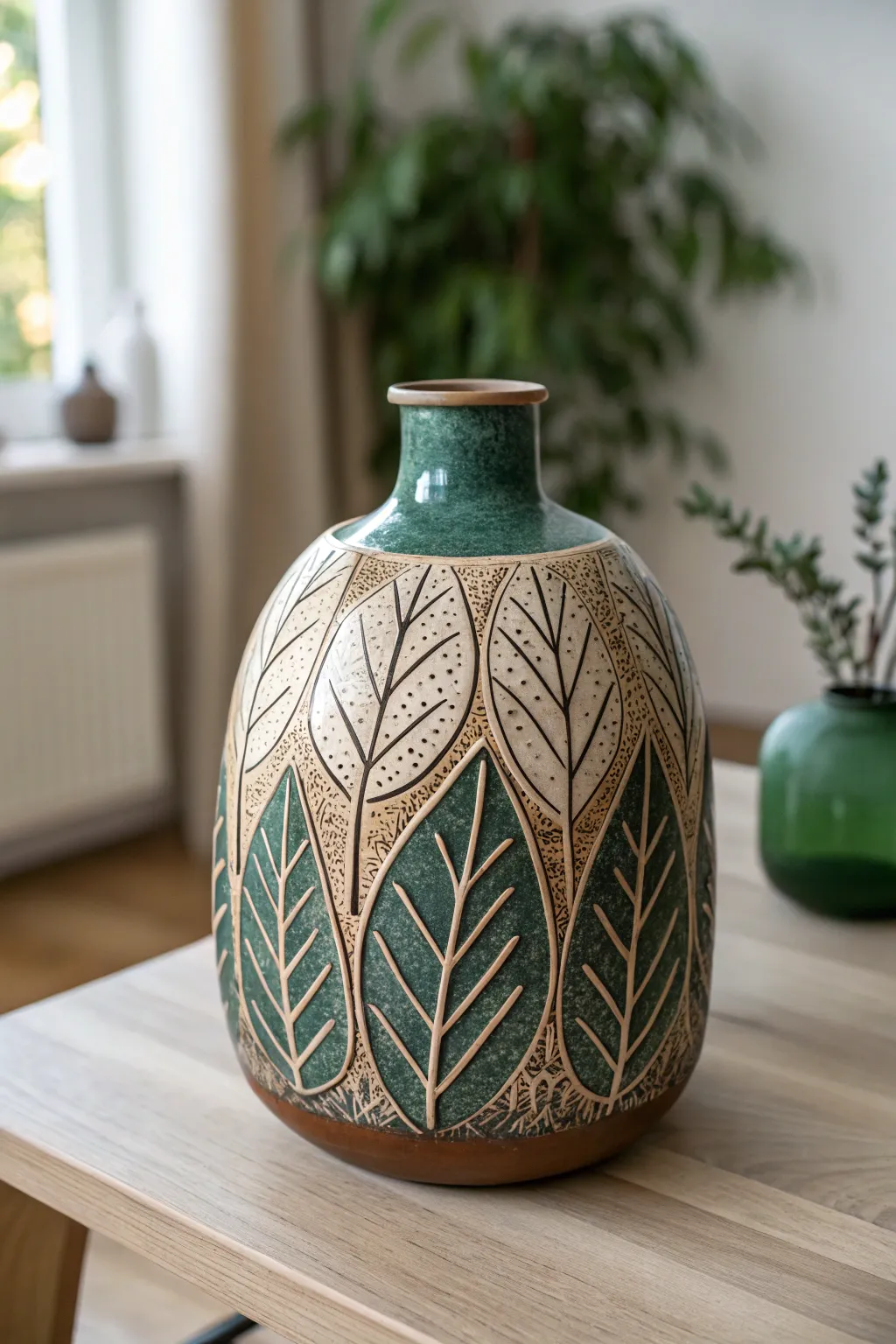 Embrace the beauty of nature indoors with this stunning ceramic vessel inspired by the forest.
