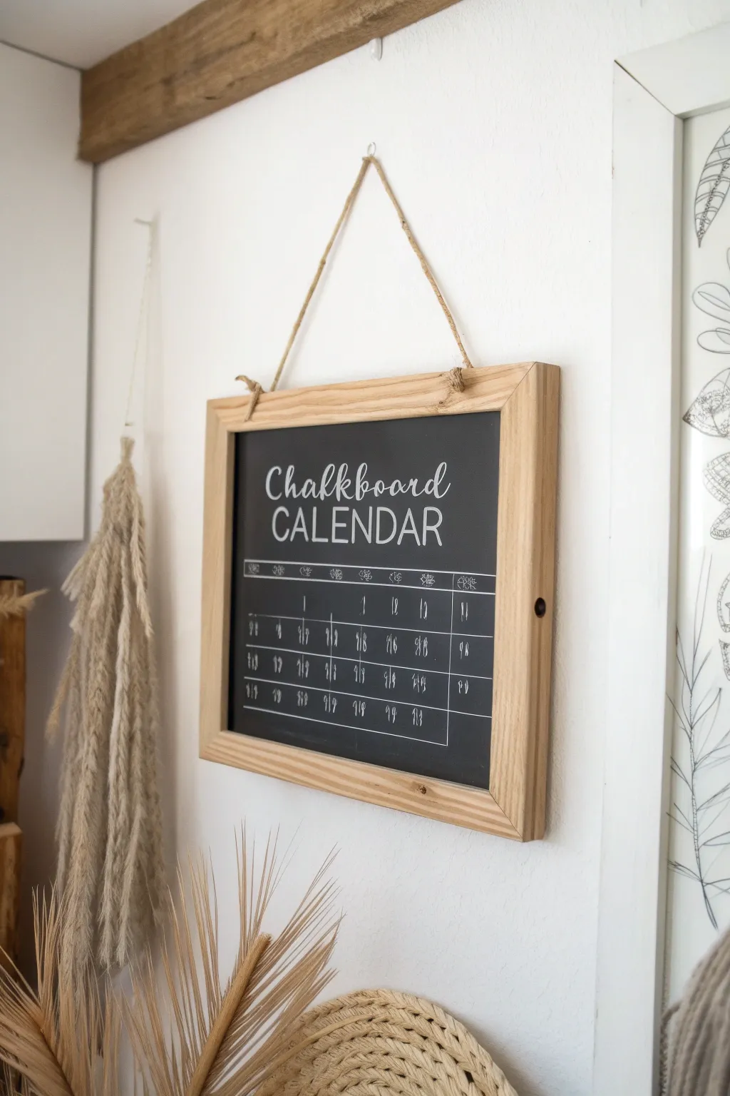 Organize your life with elegance: A stunning chalkboard calendar blends simplicity and style.