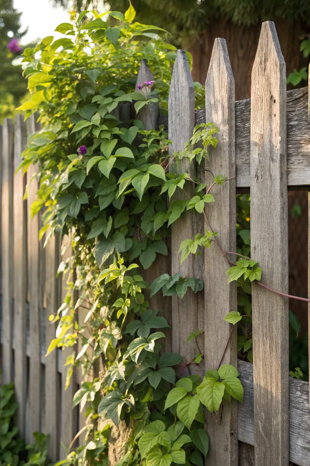Transform your fence into a living masterpiece with climbing plants—nature's own touch of craftsmanship.