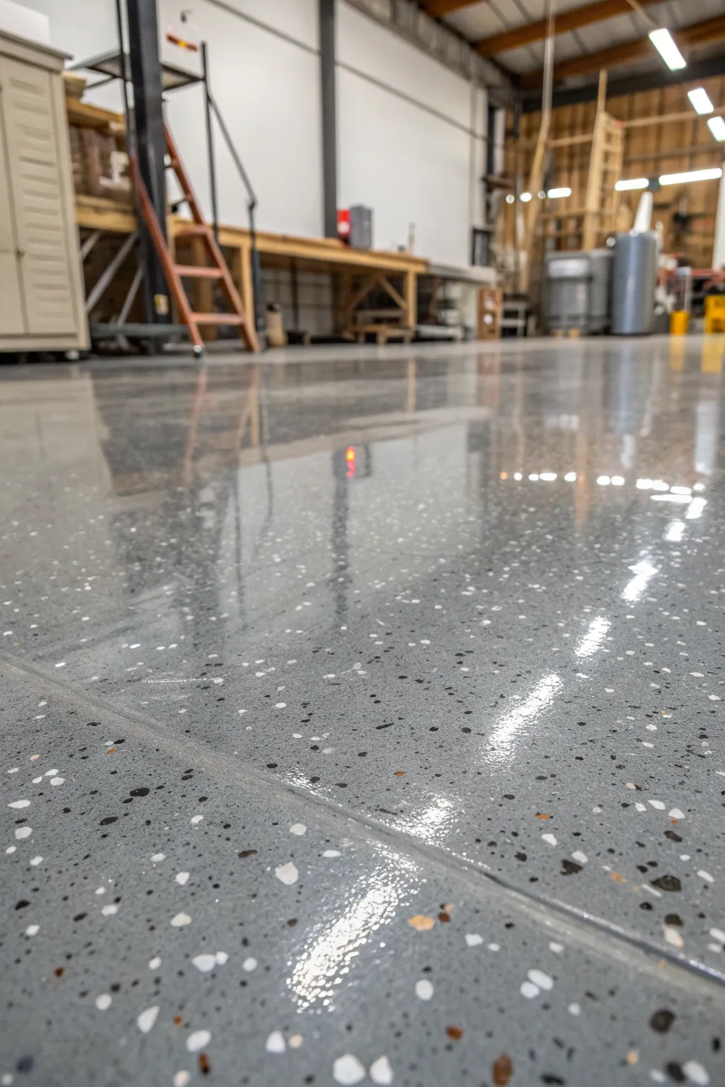 Transform your concrete floors with the sleek durability of epoxy coating – where style meets strength.
