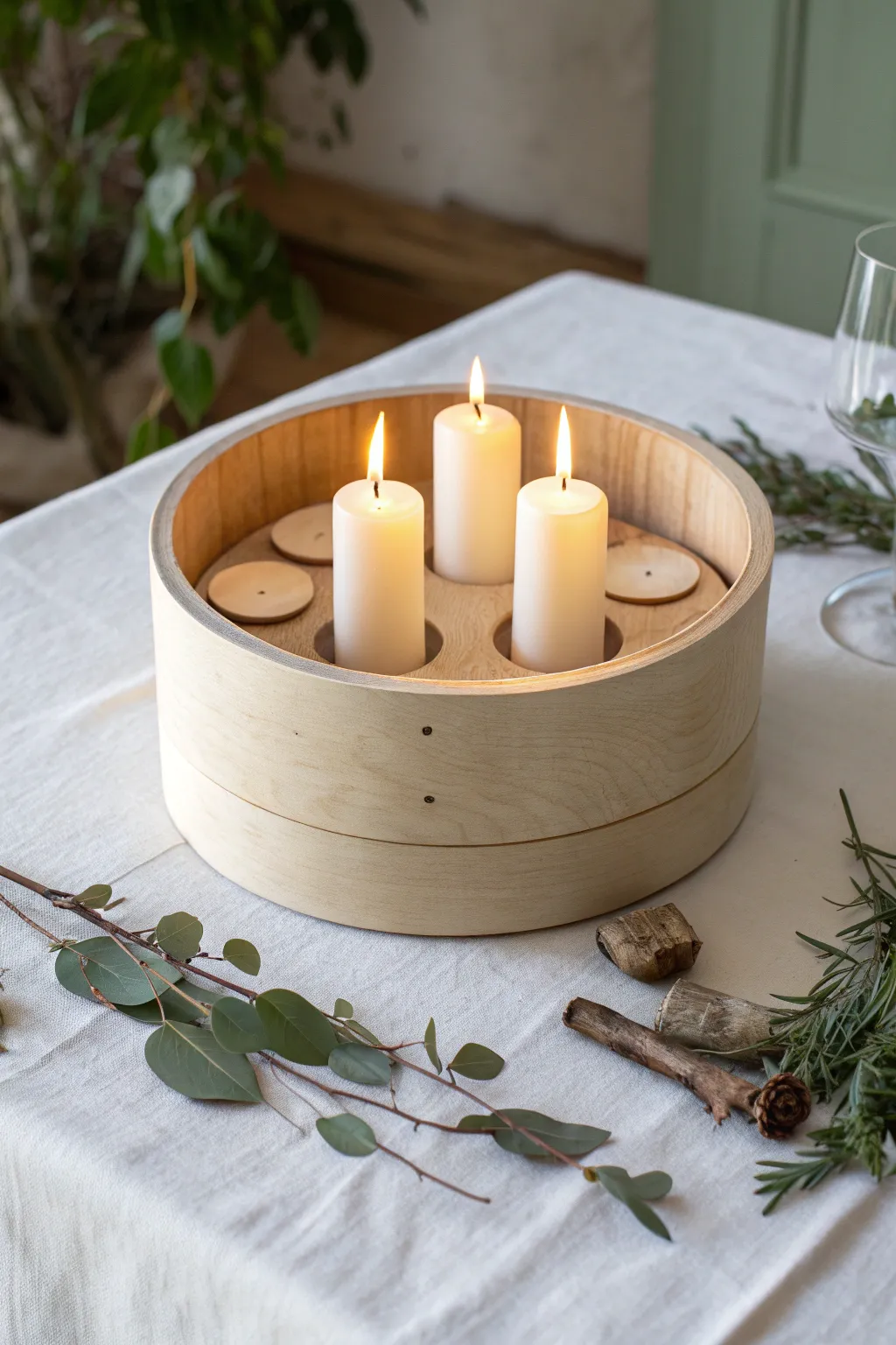 Transform simple into stunning: A cozy candle holder crafted from a cheese box, perfect for warm, inviting dinner parties.
