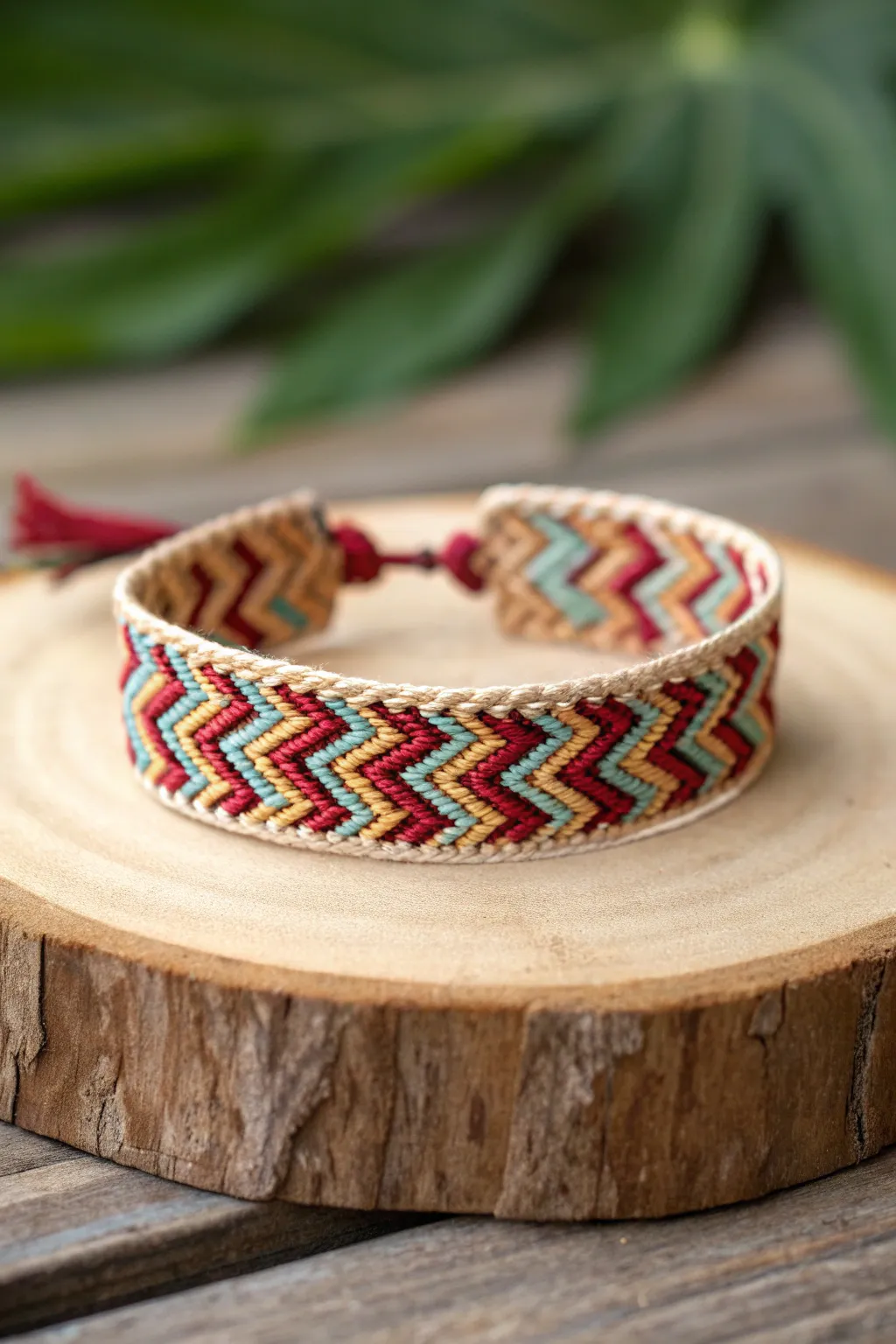 Elevate your style with this bordered chevron bracelet, where bold colors meet minimalist design.
