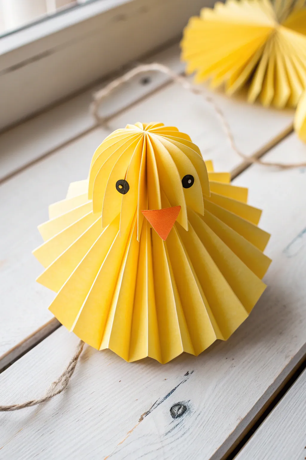 Brighten up your decor with these charming accordion paper chicks—perfectly playful and delightfully simple!
