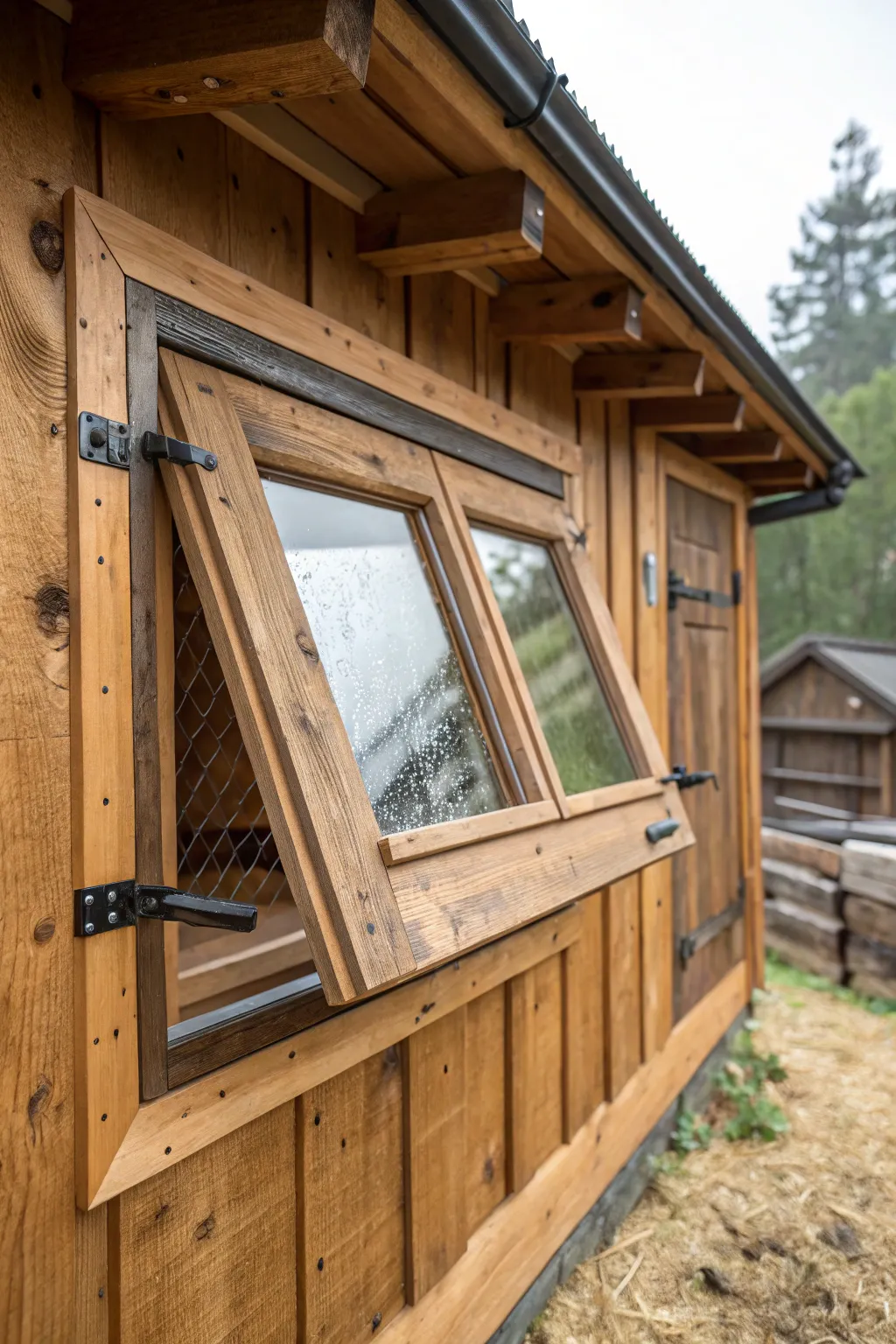 Crafted to perfection: An awning window that marries elegance and practicality for your chicken coop.