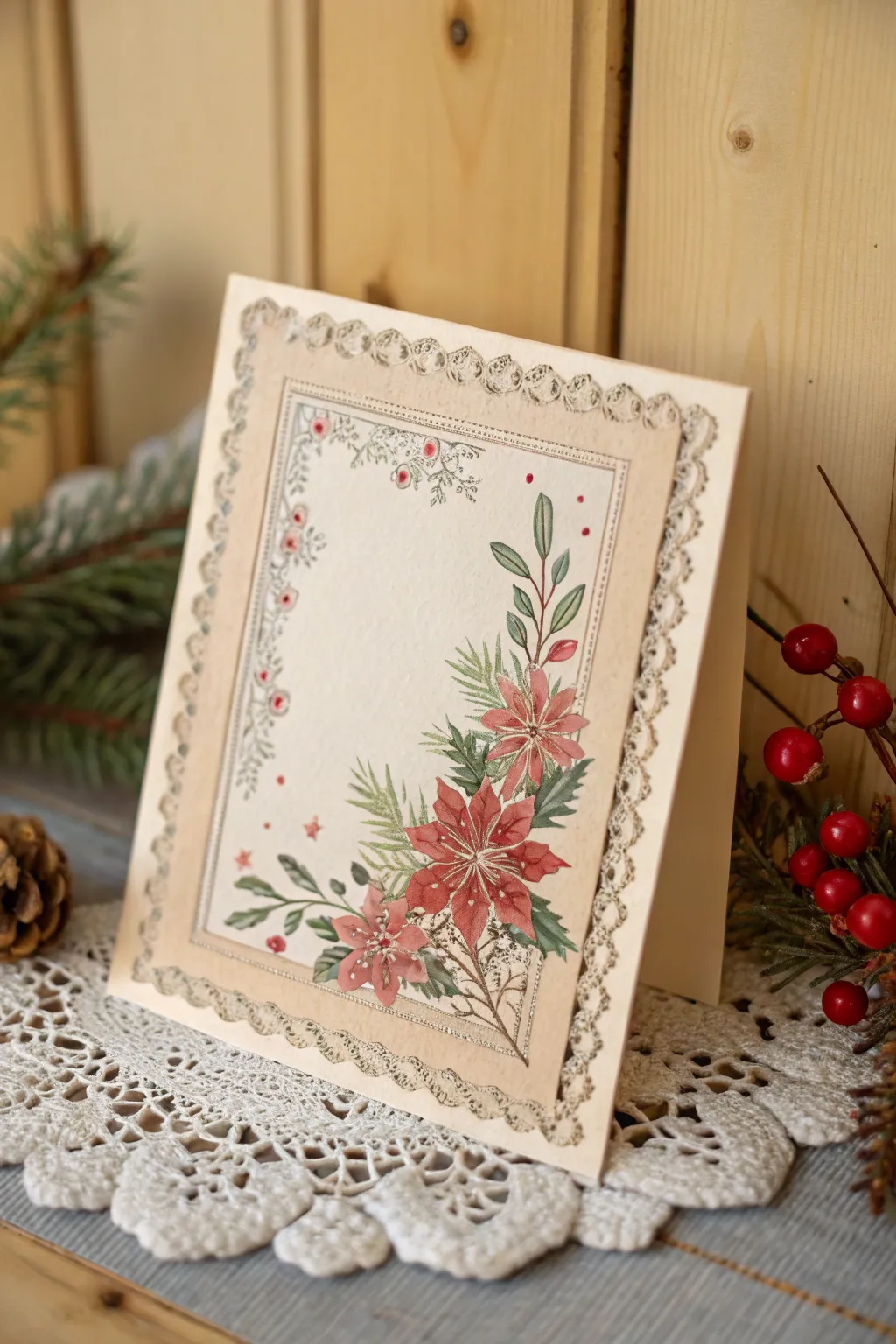 Embrace the nostalgia of Christmas with a vintage postcard charm.