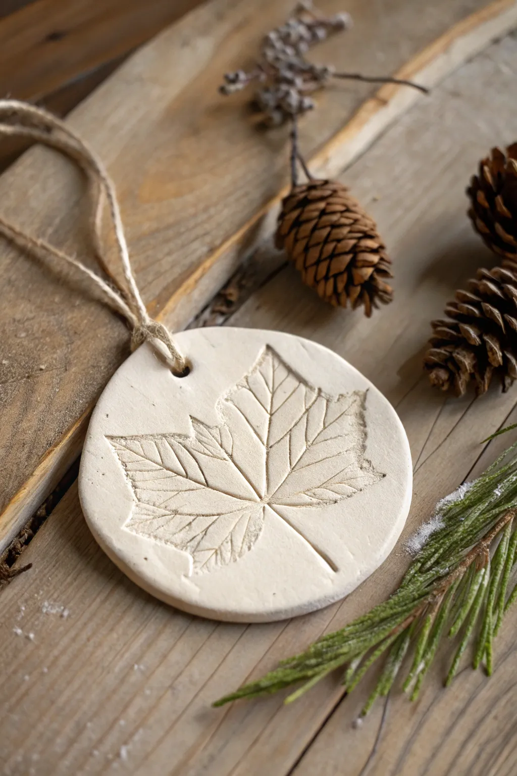 Capture the essence of winter with nature-inspired clay leaf imprints — a perfect blend of simplicity and natural beauty.