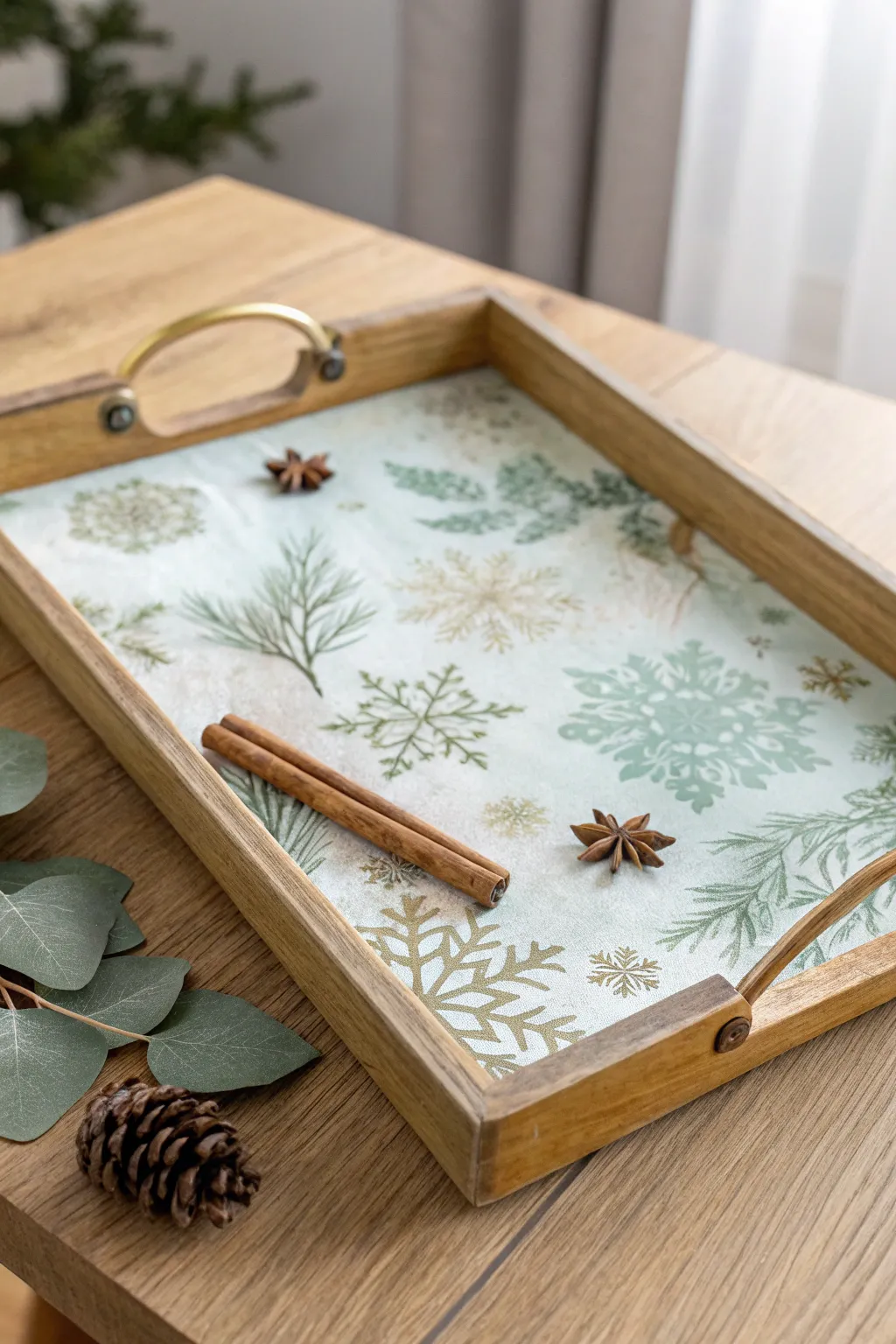 Transforming the old into holiday gold—discover the art of decorative trays for a cozy Christmas vibe.