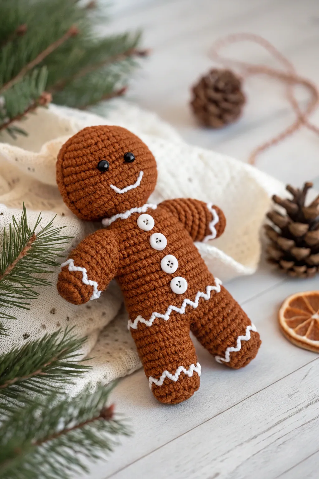 Add a touch of handmade charm to your holiday decor with this adorable gingerbread amigurumi!