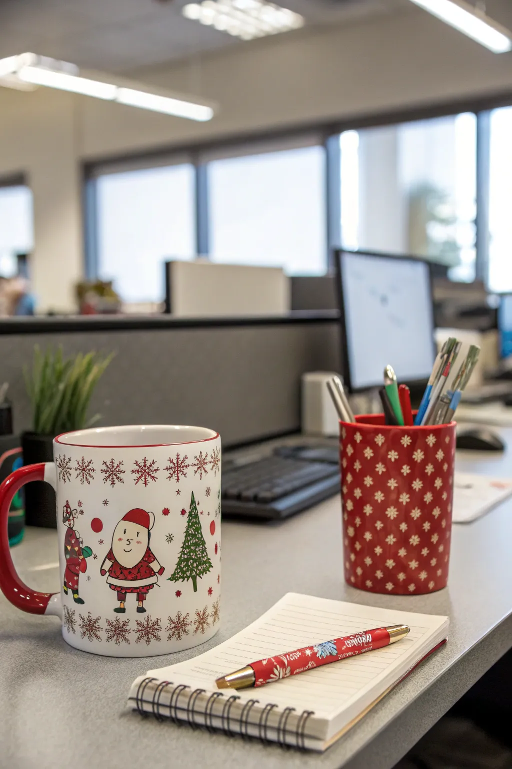 Add seasonal flair to your desk with festive accessories.