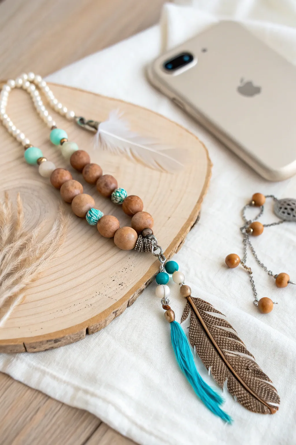 Embrace the Boho Chic: Elevate your phone with earthy clay beads and turquoise accents for a touch of festival flair.
