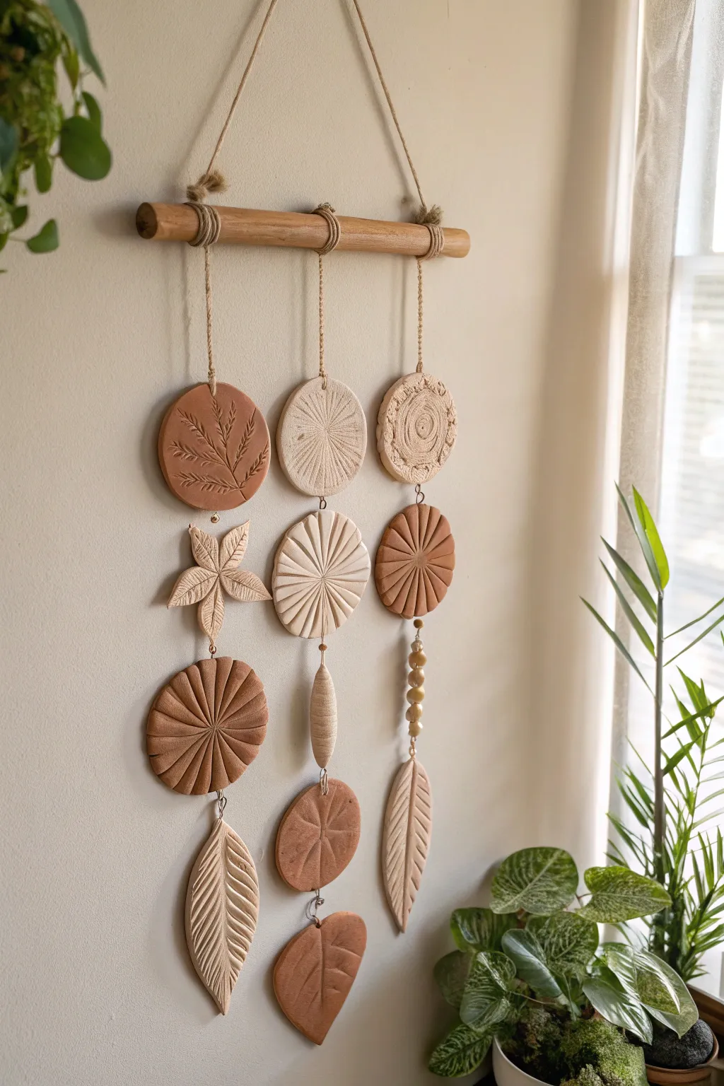 Embrace the art of simplicity with this elegant clay botanical wall hanging, perfect for adding a touch of natural beauty to your space.