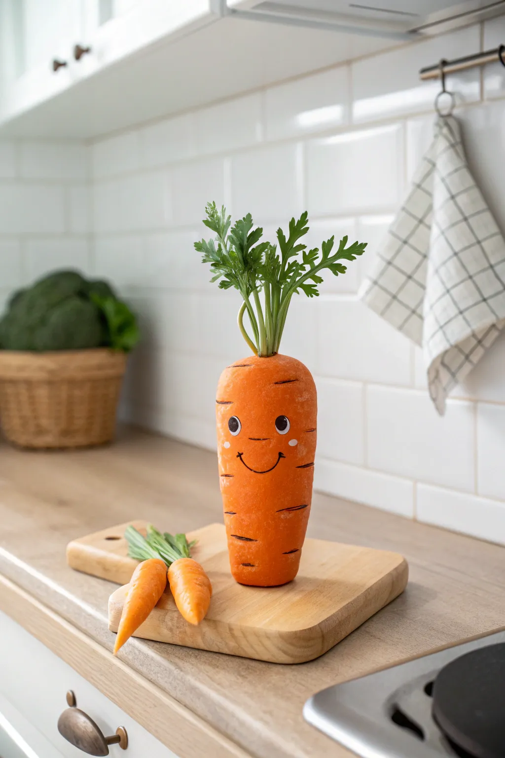 Add a dash of whimsy to your kitchen with this cheeky clay carrot character!
