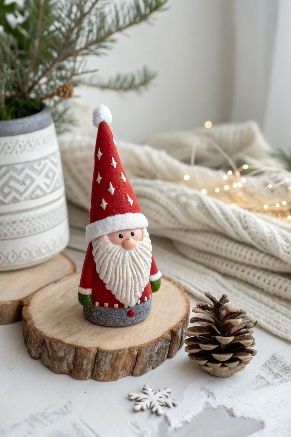 Add a touch of holiday magic with handcrafted clay gnomes, perfect for your festive mantel decor!