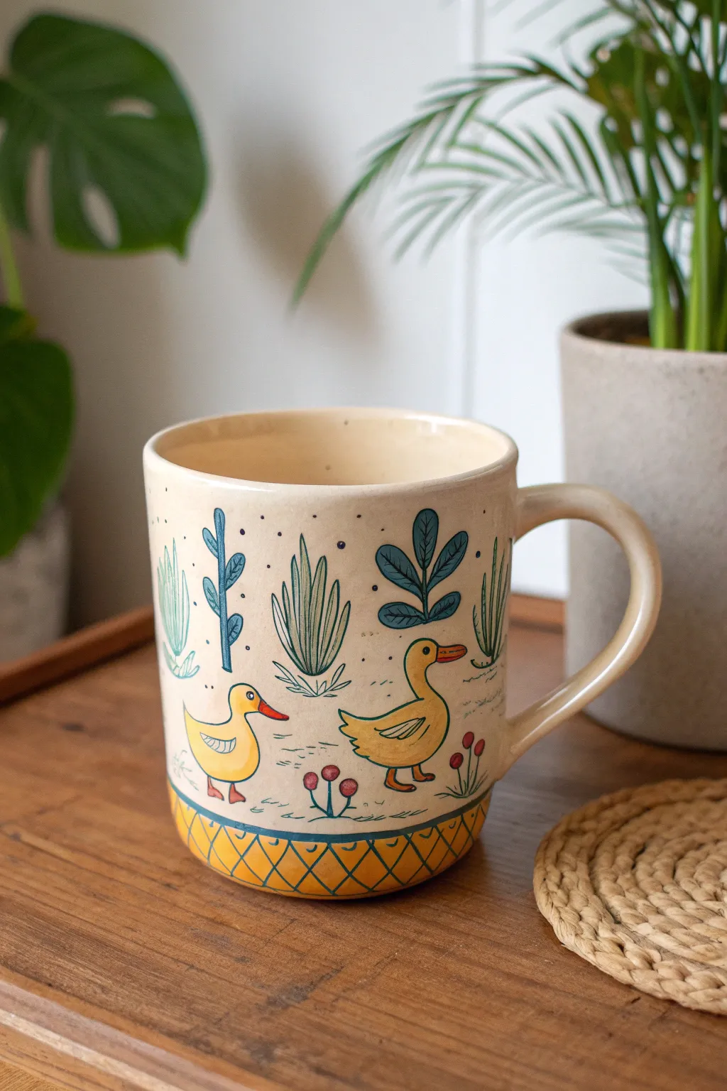 Start your day with a smile and a splash of joy - a playful duck parade on your morning mug!